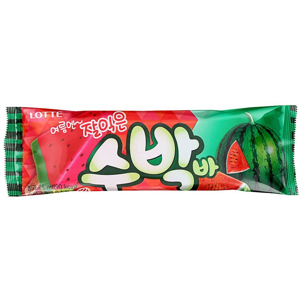 Мороженое эскимо Lotte мелония арбуз 80 гр., флоу-пак