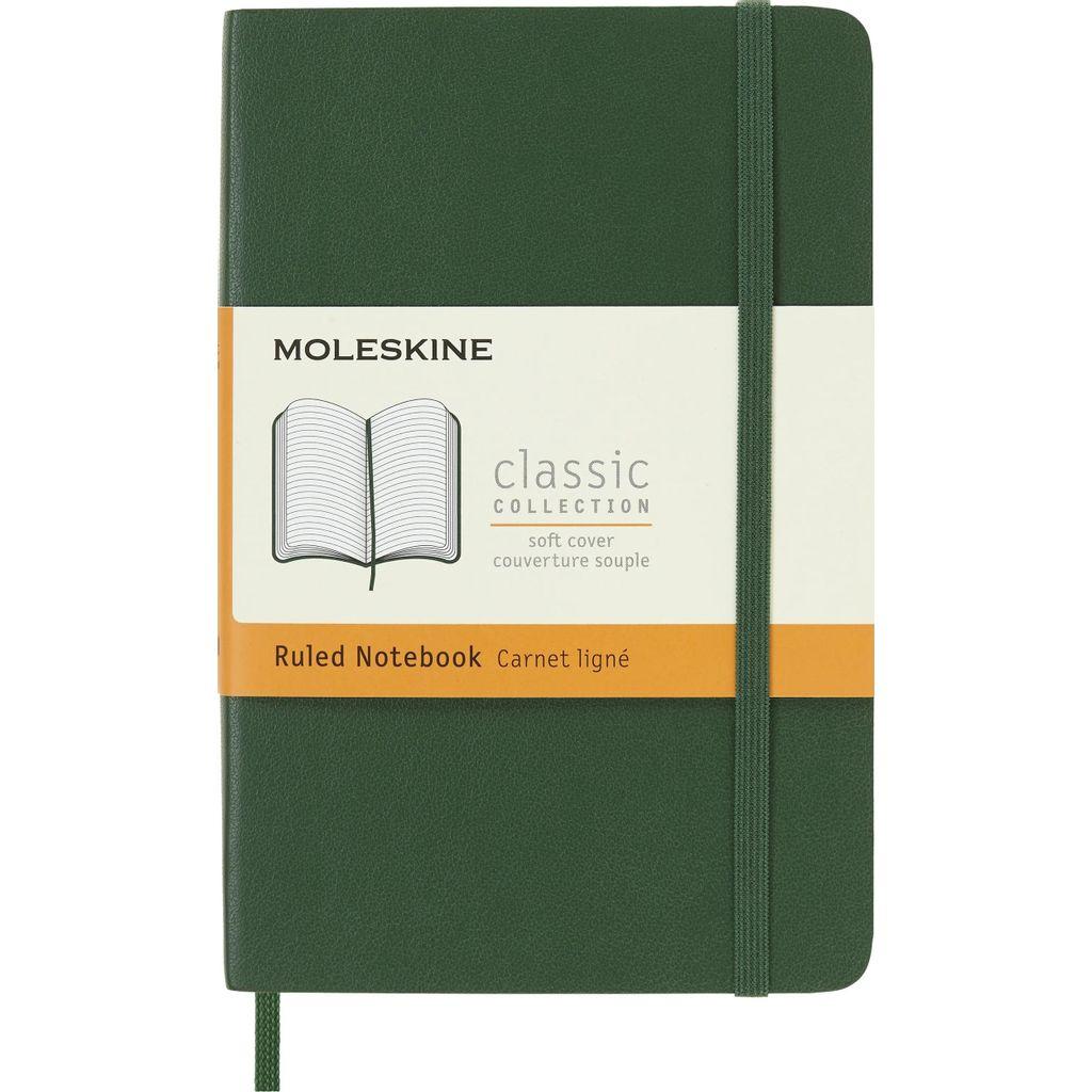 Блокнот Moleskine Classic Soft, 192стр, в линейку, мягкая обложка, зеленый [qp611k15]
