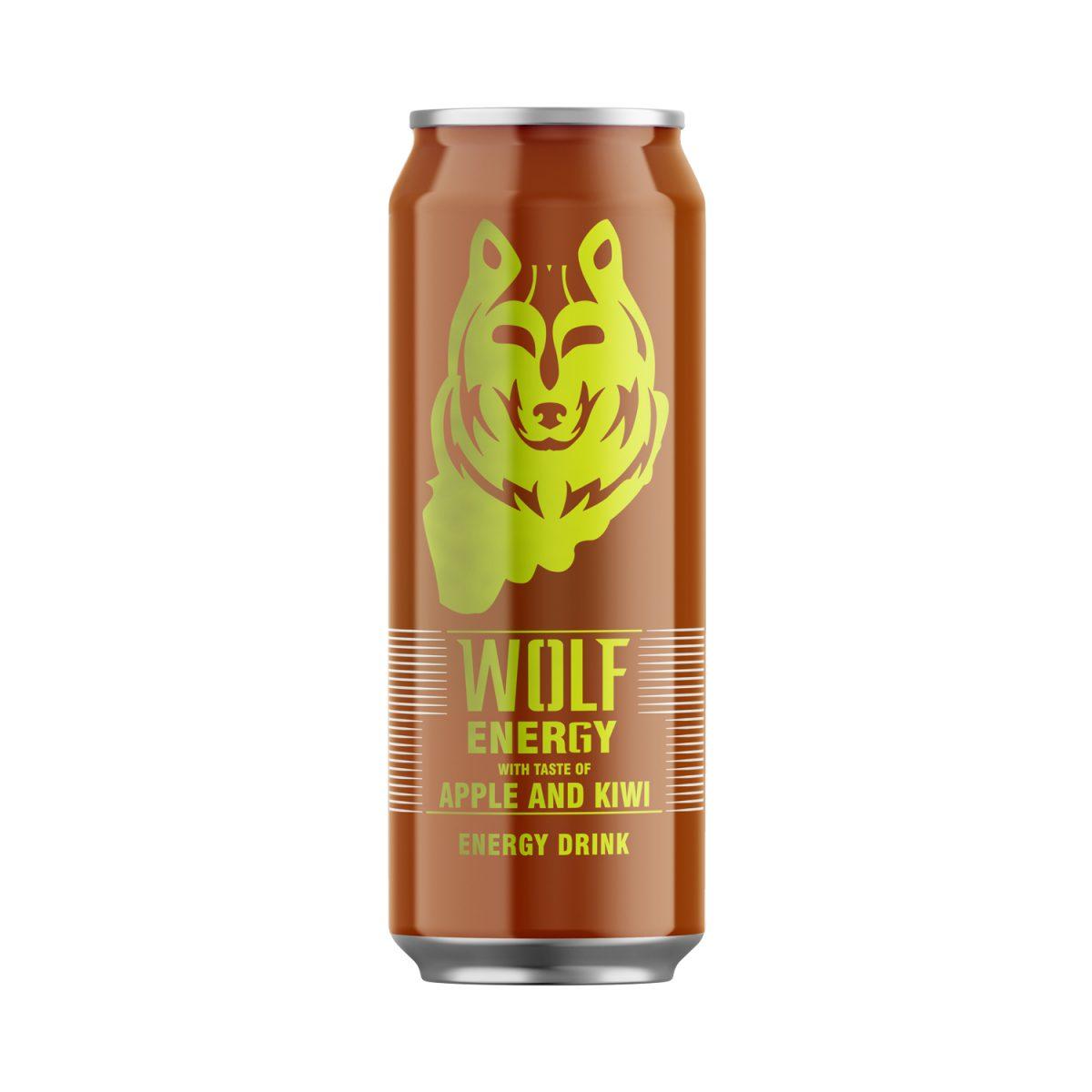 Напиток энергетический безалкогольный Wolf Energy Apple Kiwi, Wolf Energy 450 мл., ж/б