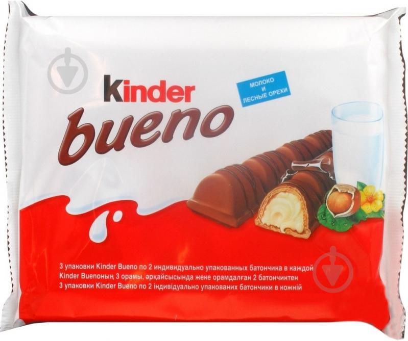 Батончик вафельный Kinder Bueno молоко и лесные орехи 129 гр., флоу-пак