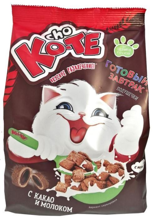 Сухие завтраки CHO KO-TE подушечки с Какао и молоком, 250 гр., флоу-пак