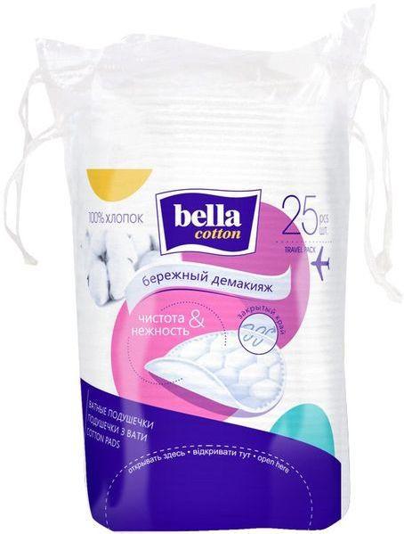 Диски ватные круглые 100% хлопок, 25 шт., Bella, бережный демакияж 14 гр., ПЭТ