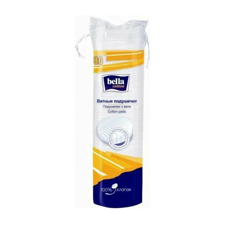 Ватные диски Bella cotton 80 штук круглые., флоу-пак