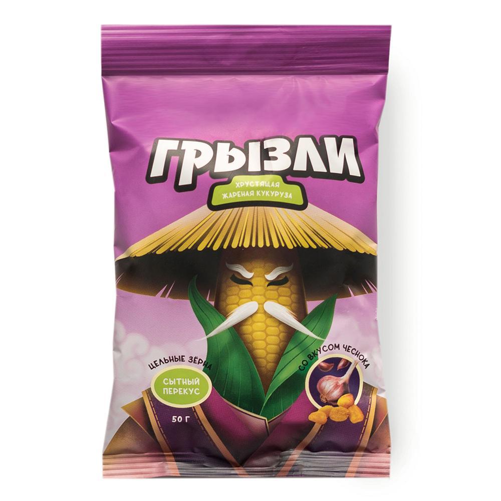 Кукуруза Грызли жареная со вкусом чеснока 50 гр., флоу-пак