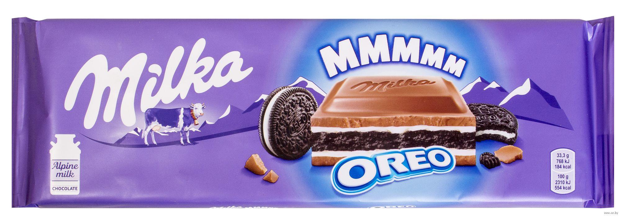Шоколад Milka молочный с печеньем Oreo 300 гр., флоу-пак