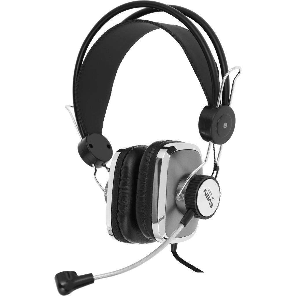 Наушники с микрофоном (гарнитура) SVEN AP-600, проводные, 2,2 м, с оголовьем, черные, SV-0410600