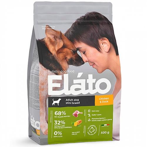 Корм Elato Holistic для взрослых собак мелких пород с курицей и уткой, 500 гр., пакет