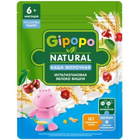 Каша GIPOPO сухая молочная Мультизлаковая Яблоко, вишня, 170 гр., дой-пак