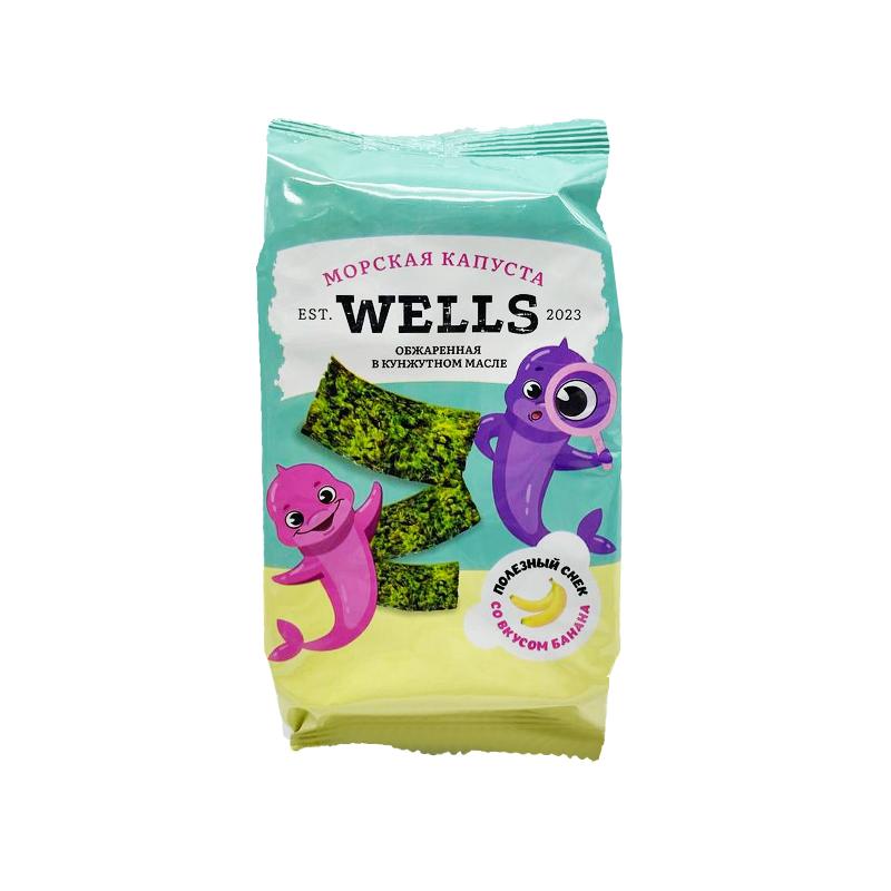 Капуста морская WELLS обжаренная со вкусом банана 5 гр., флоу-пак