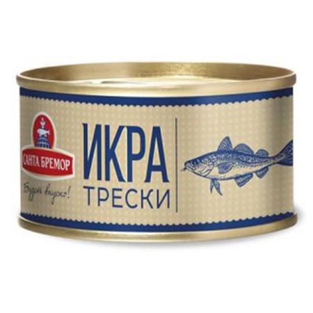 Икра трески Санта Бремор деликатесная Люкс 130 гр., Жестяная банка