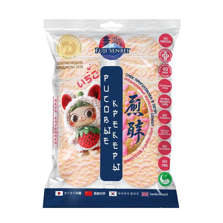 Крекеры Fuji Senbei рисовые клубника 106 гр., флоу-пак