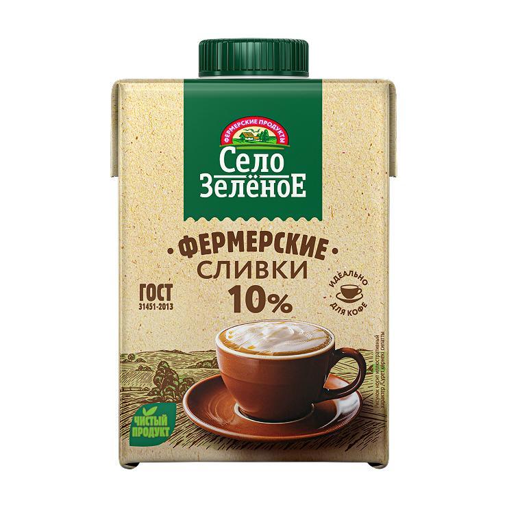 Сливки 10% Село Зелёное, 500 мл., пюр-пак