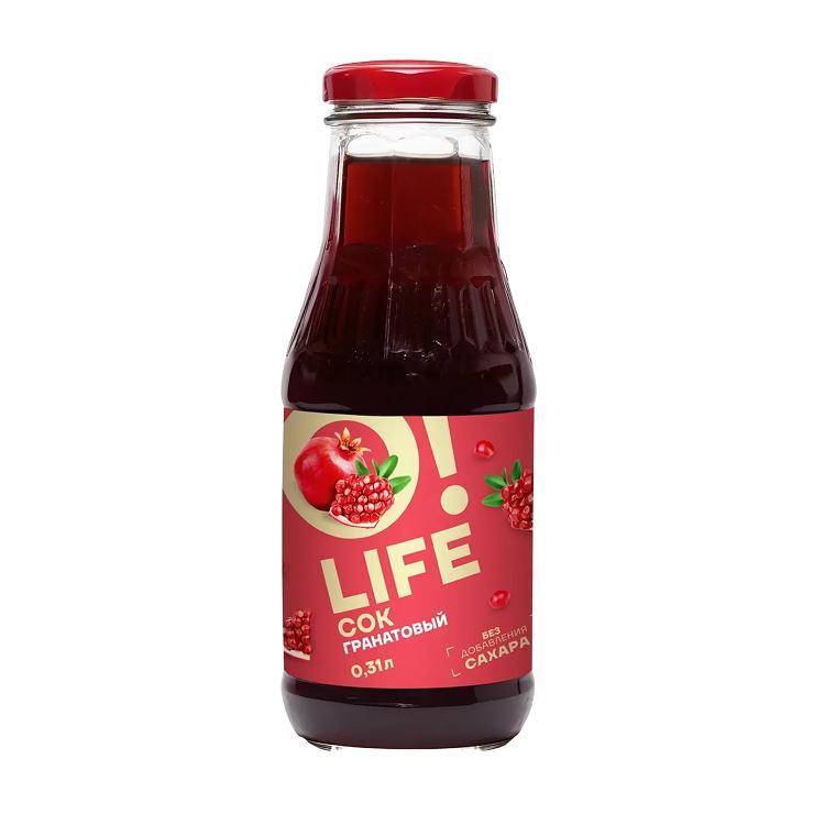 Сок О!LIFE гранатовый без сахара 310 мл., стекло
