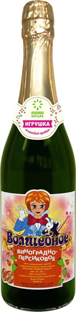 Шампанское Absolute Nature детское волшебное виноград персик 750 мл., ПЭТ