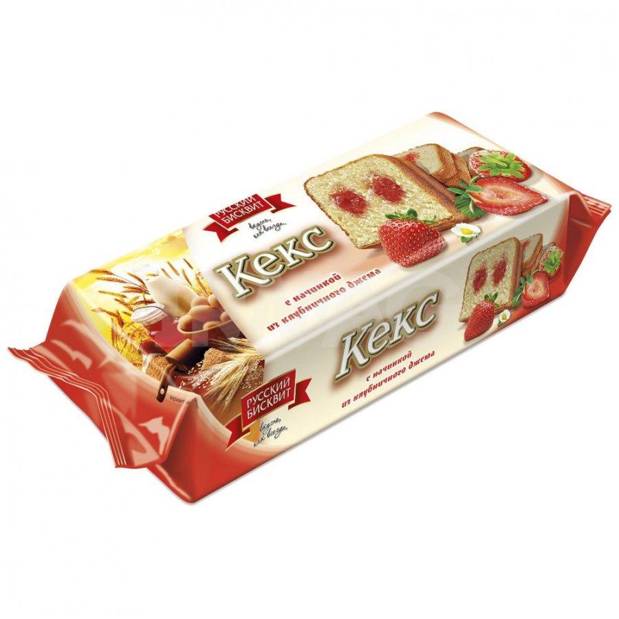 Кекс Русский Бисквит клубника 225 гр., флоу-пак