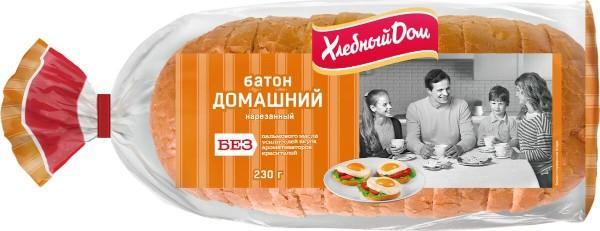 Батон Хлебный Дом Домашний в нарезке 230 гр., пакет