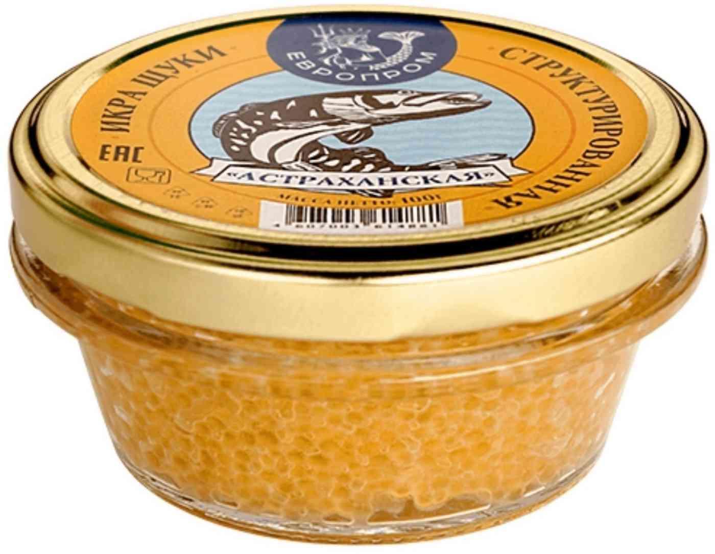 Икра Европром Астраханская щуки структурированная 100 гр., стекло
