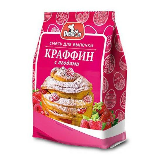 Смесь для выпечки Preston Краффин с ягодами 250 гр., флоу-пак
