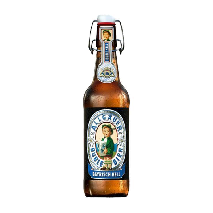Пиво Allgauer Büble Bier Bayrisch Hell светлое пастеризованное фильтрованное 4,7% 500 мл., стекло