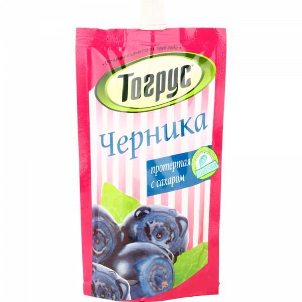 Ягода протертая с сахаром Черника Тогрус 480 гр., дой-пак
