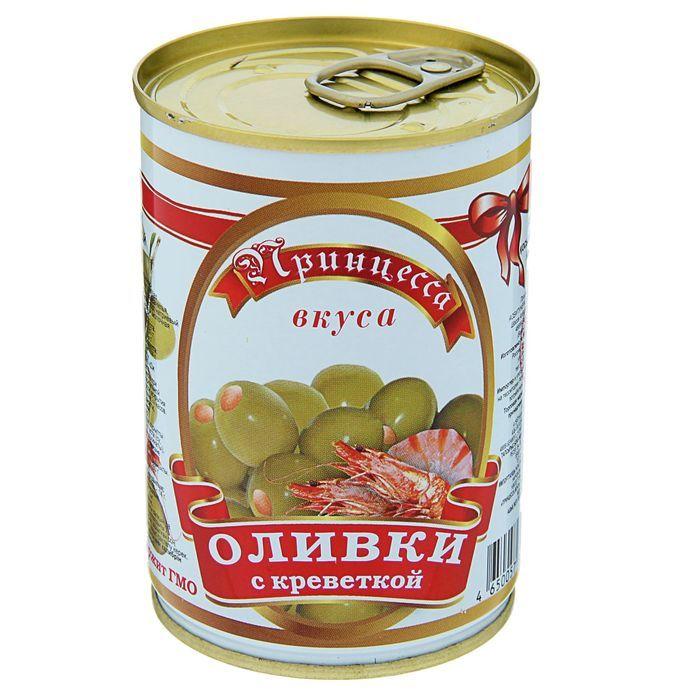 Оливки Принцесса вкуса с креветками, 300 гр., ж/б