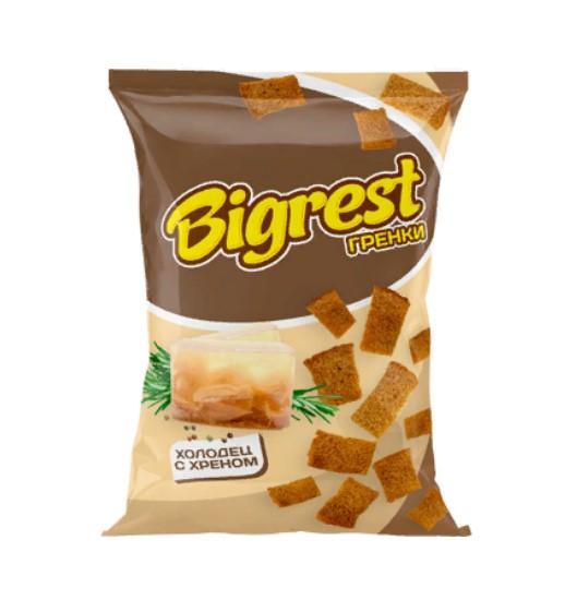 Гренки BigRest со вкусом холодца с хреном 80 гр., флоу-пак