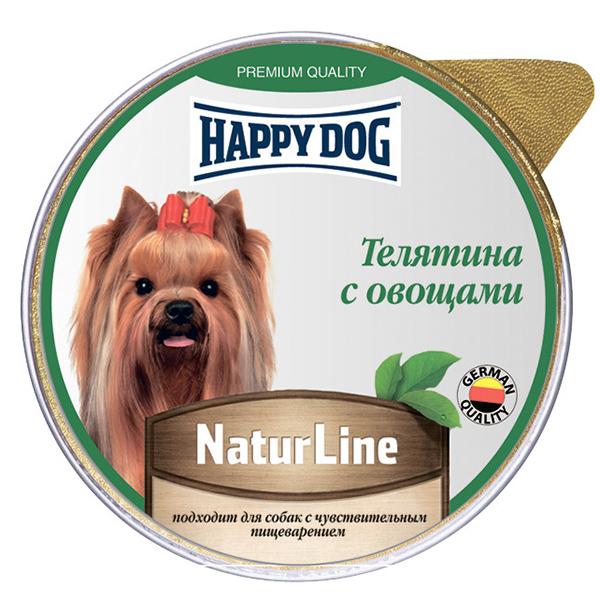 Влажный корм для собак Happy Dog Natur Line паштет телят овощи 125 гр., ламистер