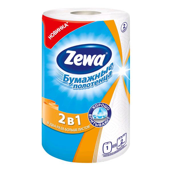 Бумажные полотенца кухонные двухслойные 2 в 1, 1 шт., Zewa, пластиковый пакет