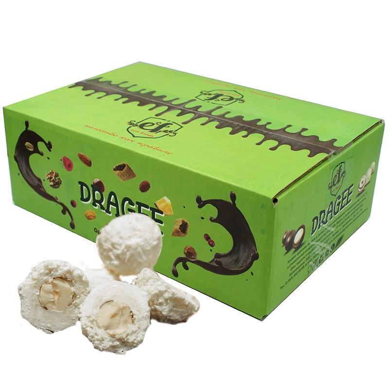 Шоколадное драже DRAGEE Фундук в кокосовой стружке (белое) 3 кг., картон