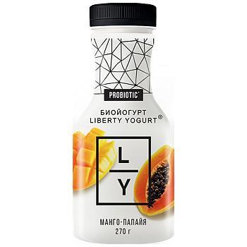 Биойогурт питьевой Liberty Yogurt с манго и папайей 2% 270 гр., ПЭТ