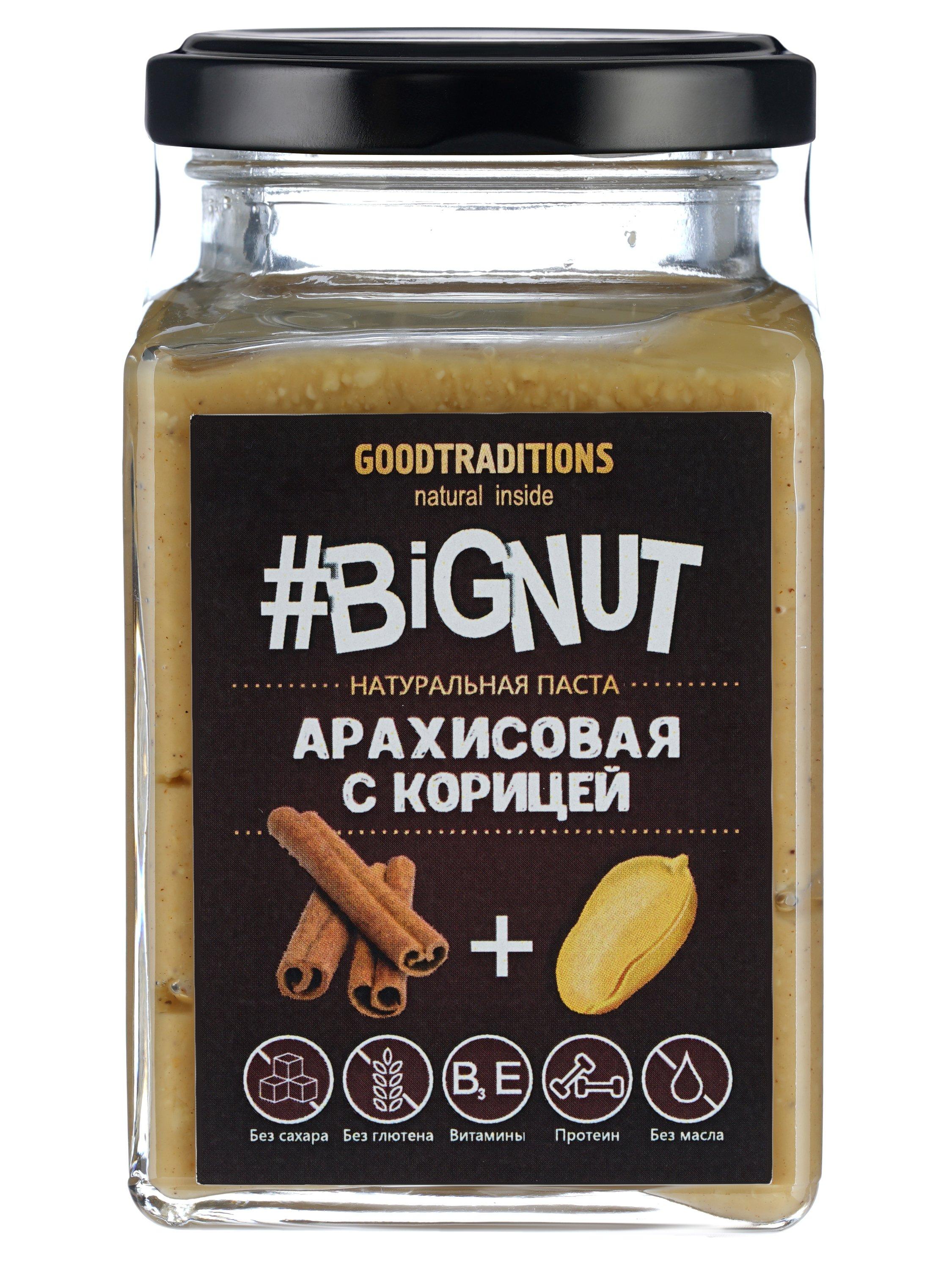 Арахисовая паста GOODTRADITIONS #BIGNUT с корицей 240 гр., стекло