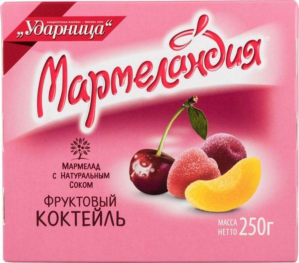 Мармелад Мармеландия фыруктовый коктейль с натуральным соком 250 гр., картон