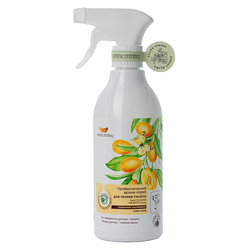 Арома-спрей пробиотический для уборки туалета AromaCleaninQ Солнечное настроение, 500 мл., пластиковый флакон с дозатором