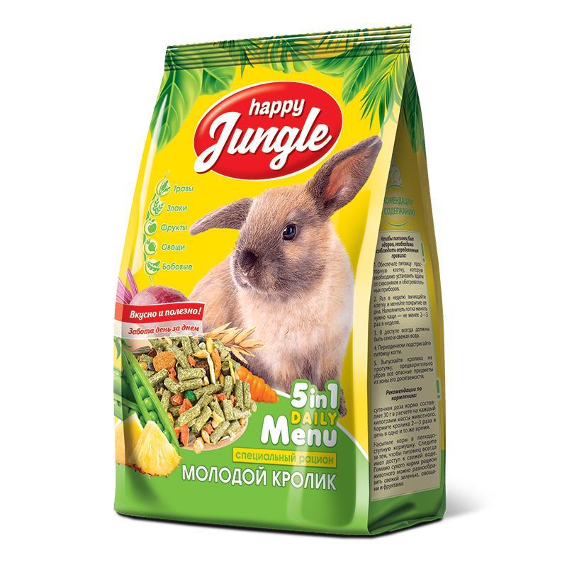 Корм для молодых кроликов Happy Jungle 400 гр., флоу-пак