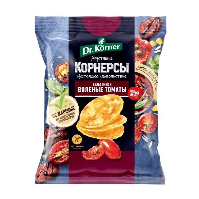 Чипсы цельнозерновые Dr. Korner Корнерсы Бальзамик и вяленые томаты 50 гр., флоу-пак