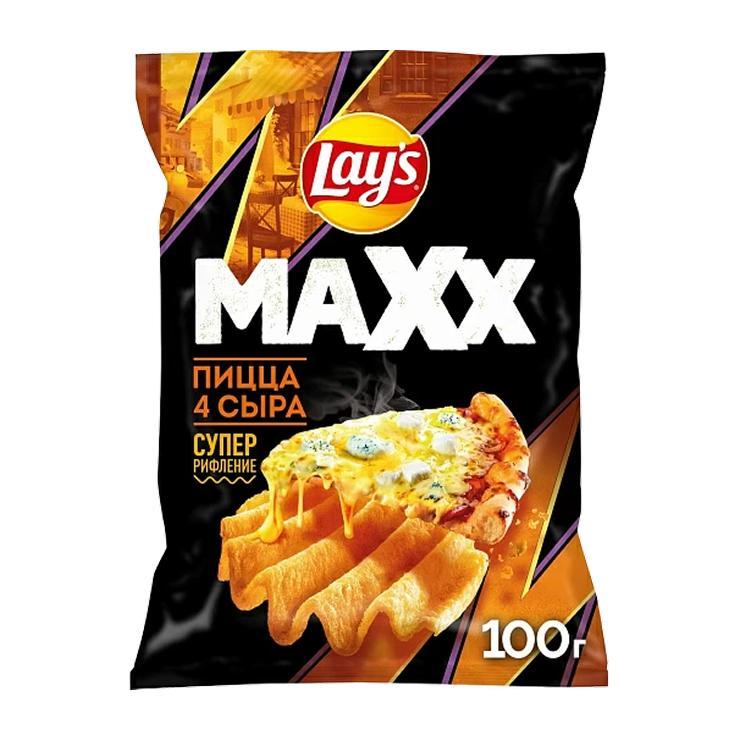 Чипсы Lay's Maxx пицца 4 сыра рифленые 100 гр., флоу-пак