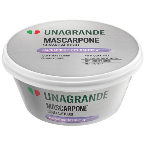 Сыр Unagrande Маскарпоне без лактозы 80%, 250 гр., пластиковый стакан