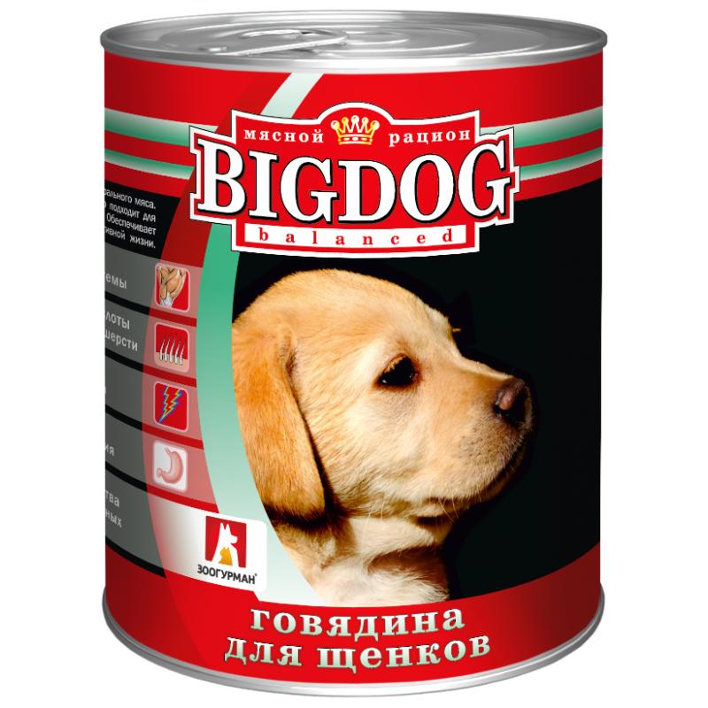 Консервы для взрослых собак, говядина, Big Dog Зоогурман, 850 гр., жестяная банка