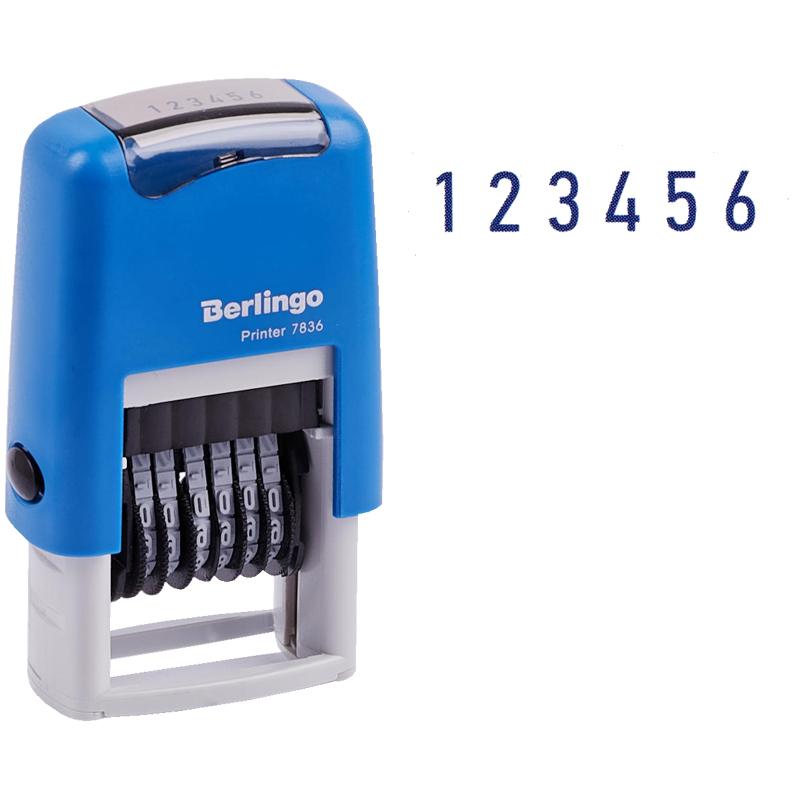 Нумератор Berlingo Printer 7836 мини автомат пластик 6 разрядов 3 мм., блистер