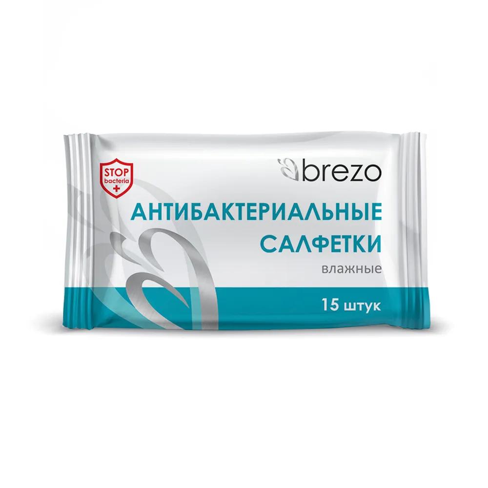 Влажные салфетки Brezo антибактериальные 15 шт., флоу-пак