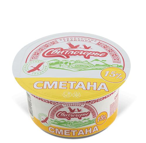 Сметана 15% Свитлогорье, 200 гр., пластиковый стакан