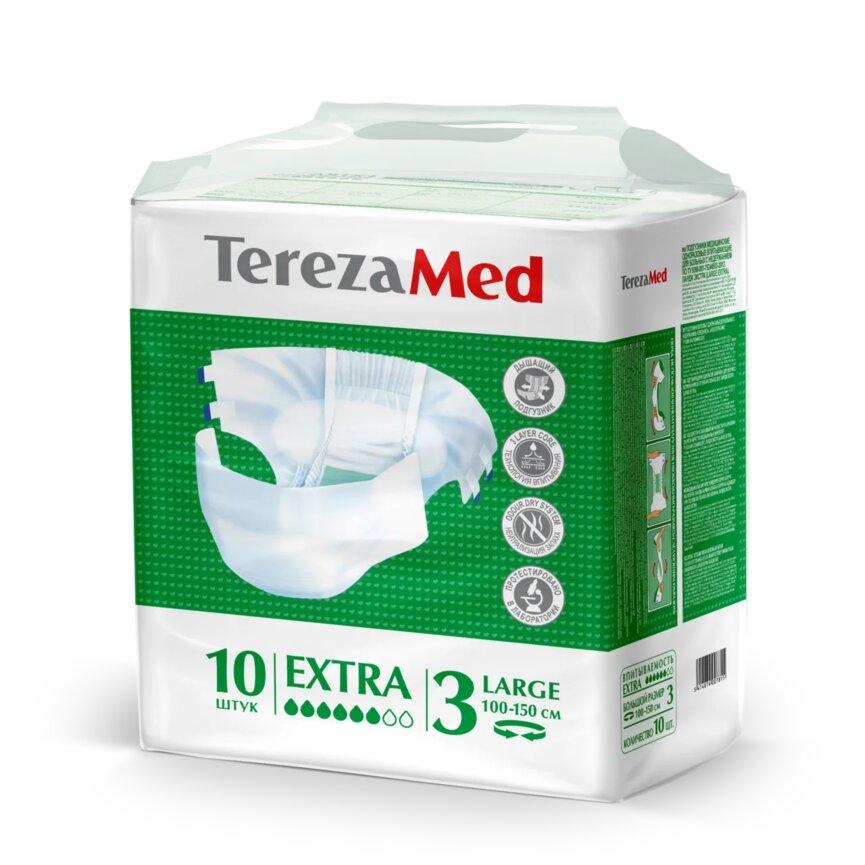 Подгузники для взрослых на липучках TerezaMed одноразовые Extra Large (№3) 10 шт. флоу-пак