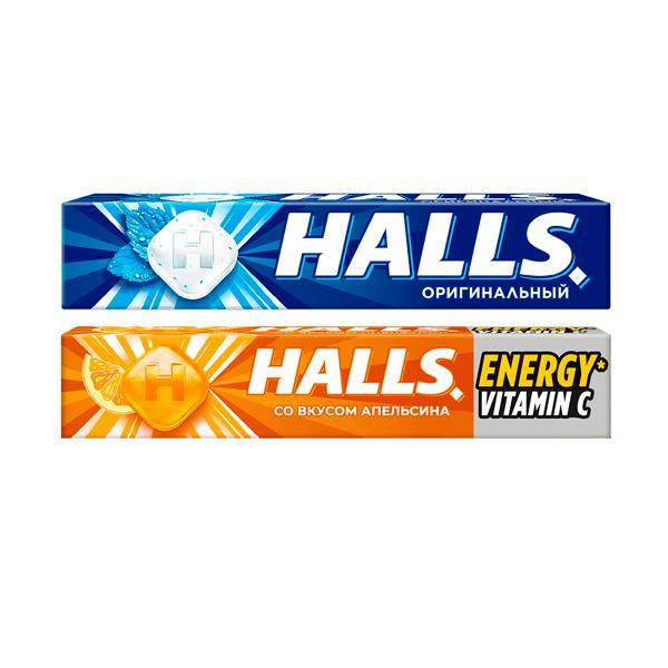 Леденцы Halls Mix оригинал апельсин 25 гр., обертка
