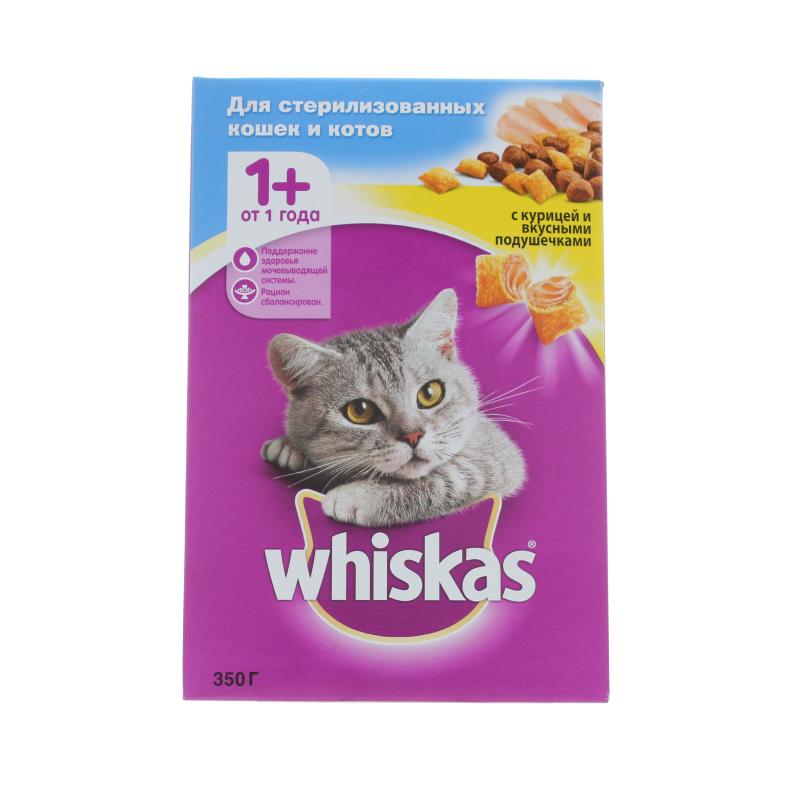 Корм для кошек сухой Whiskas стерлизованных курица 350 гр., пакет