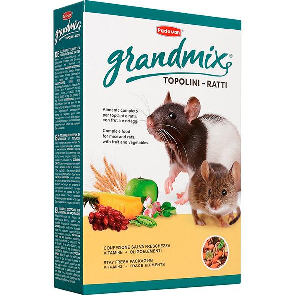 Корм для взрослых мышей и крыс Padovan GRANDMIX TOPOLINE E RATTI комплексный основной 1 кг., картон