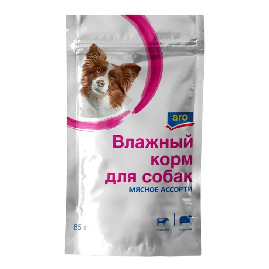 Влажный корм для собак Aro мясное ассорти, 85 гр., пауч