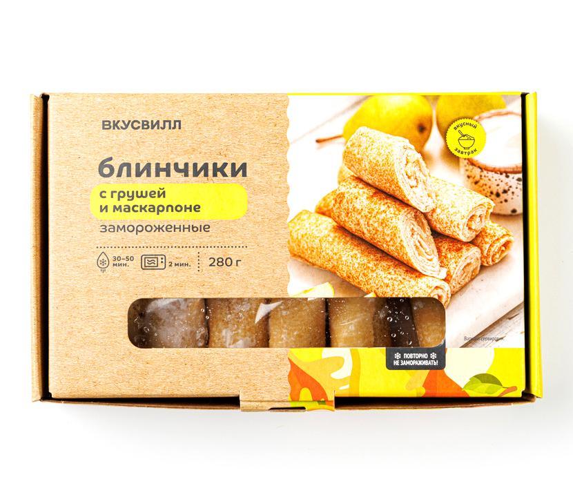 Блинчики ВкусВилл с грушей и маскарпоне замороженные 280 гр., картон