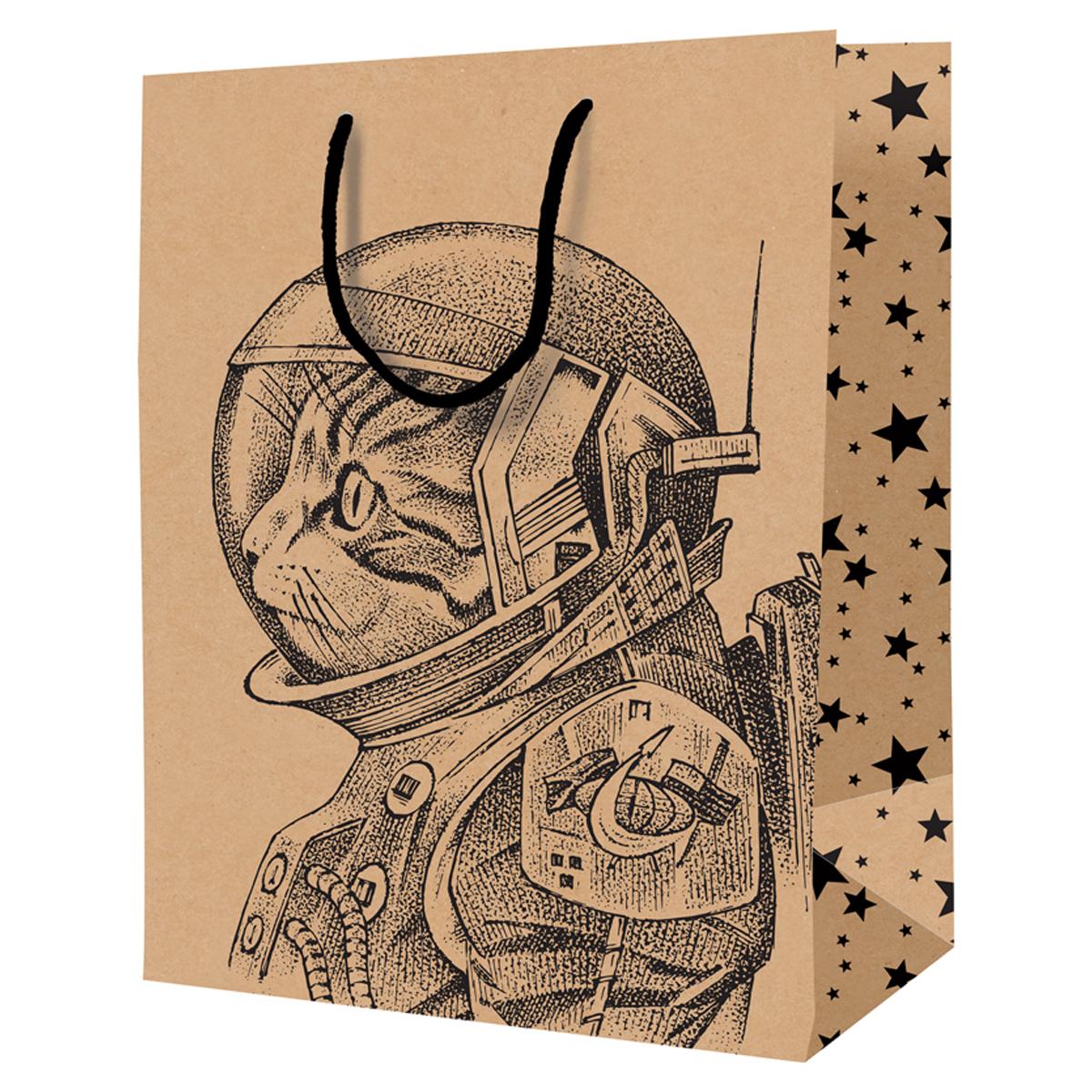 Пакет подарочный ArtSpace space cat 11*14*6,5см крафт