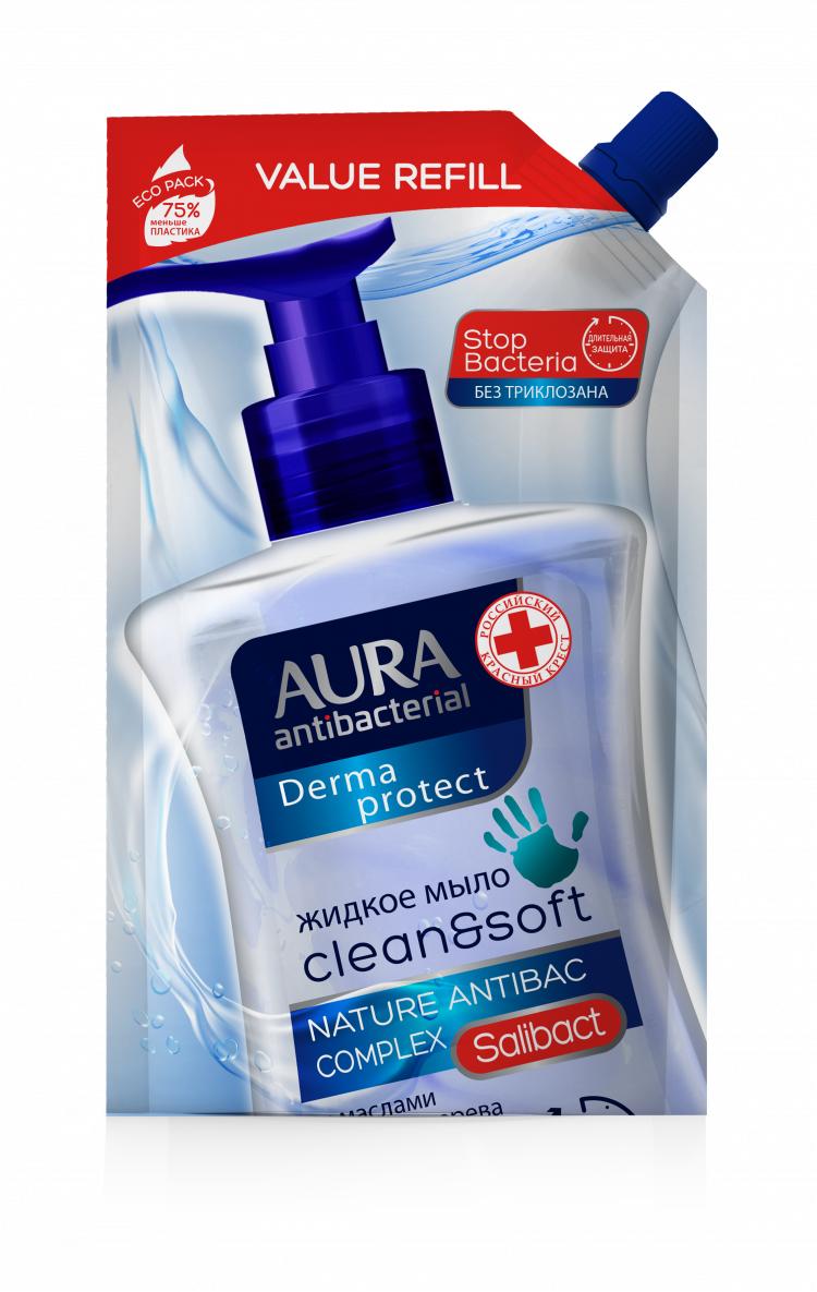 Крем-мыло AURA Antibacterial Derma Protect 500 мл., дой-пак с дозатором