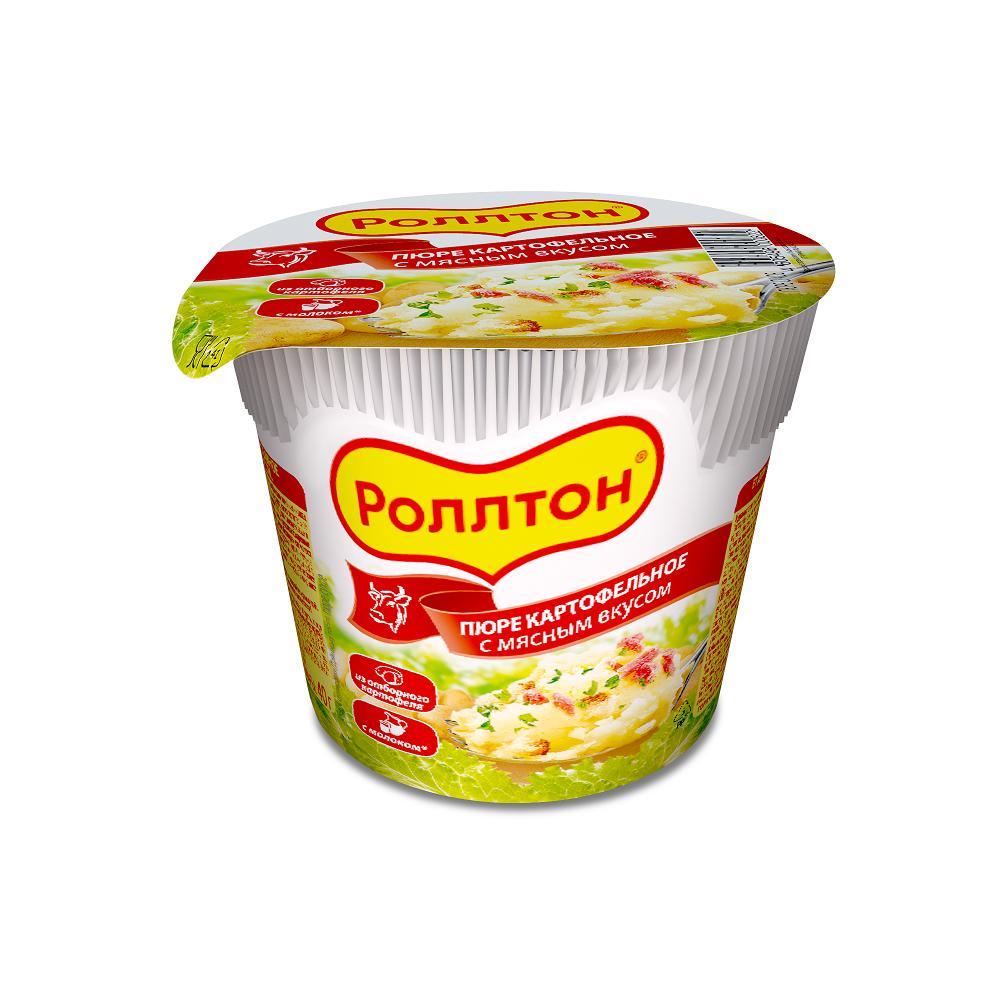 Пюре быстрого приготовления Роллтон картофельное с мясным вкусом 40 гр., стакан